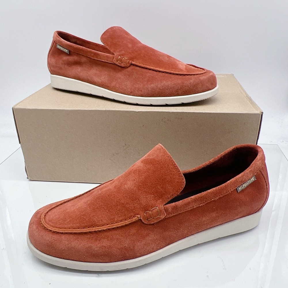 Mephisto Valner Men's Slip On Loafers Fashion Sneakers Rust Velours Red US 8.5